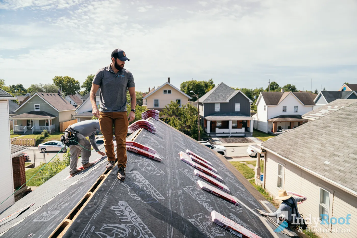 Tarping and dry-in on a Farmersburg commercial roof